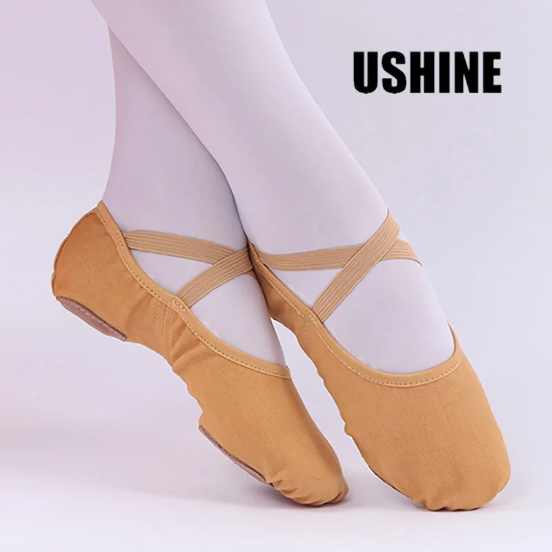 USHINE New Professional Quality Children Dance Slippers Adult Canvas Soft Sole Yoga Gym Ballet Shoes Girls Woman Man Ballerinas | Спорт и