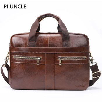 

New leather men's briefcase men's large capacity handbag men's waterproof and scratch proof Business Travel Shoulder Bag