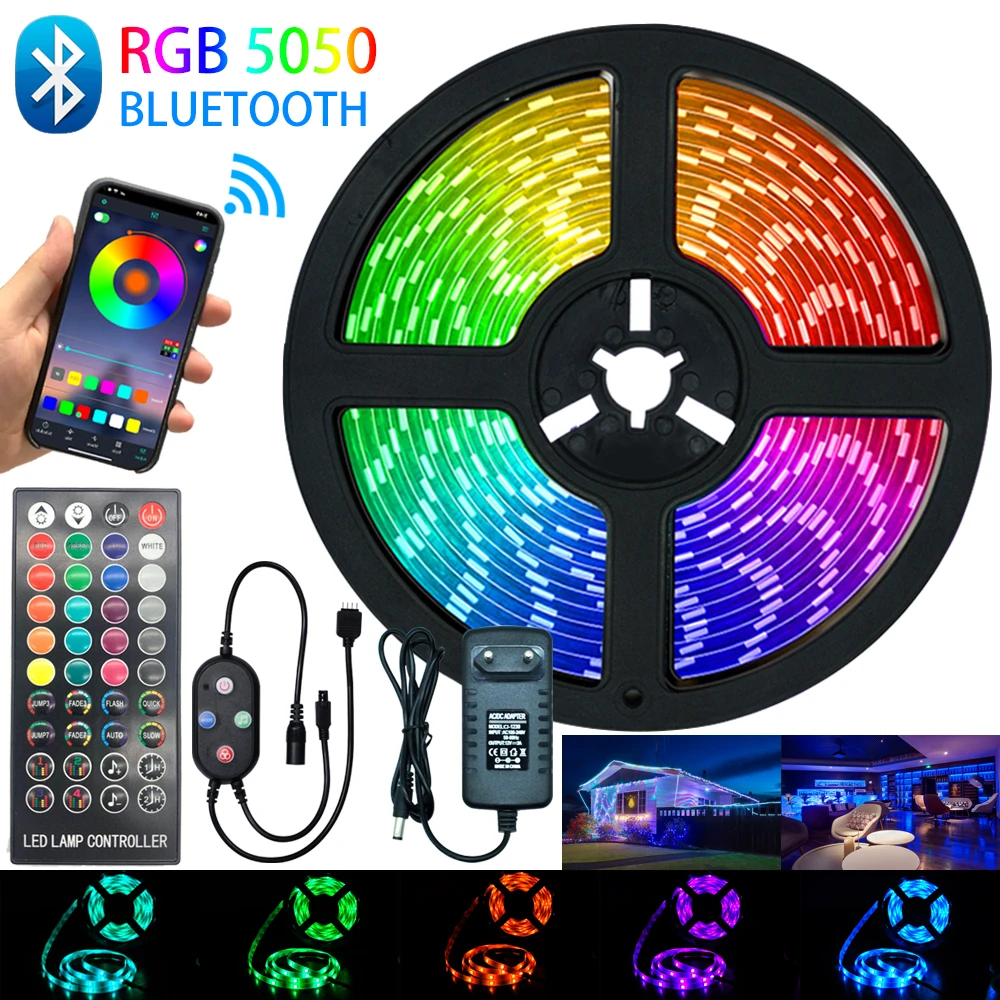 Новые светодиодные ленты Bluetooth огни RGB 5050 SMD Водонепроницаемый гибкая лента 5 м 10 15