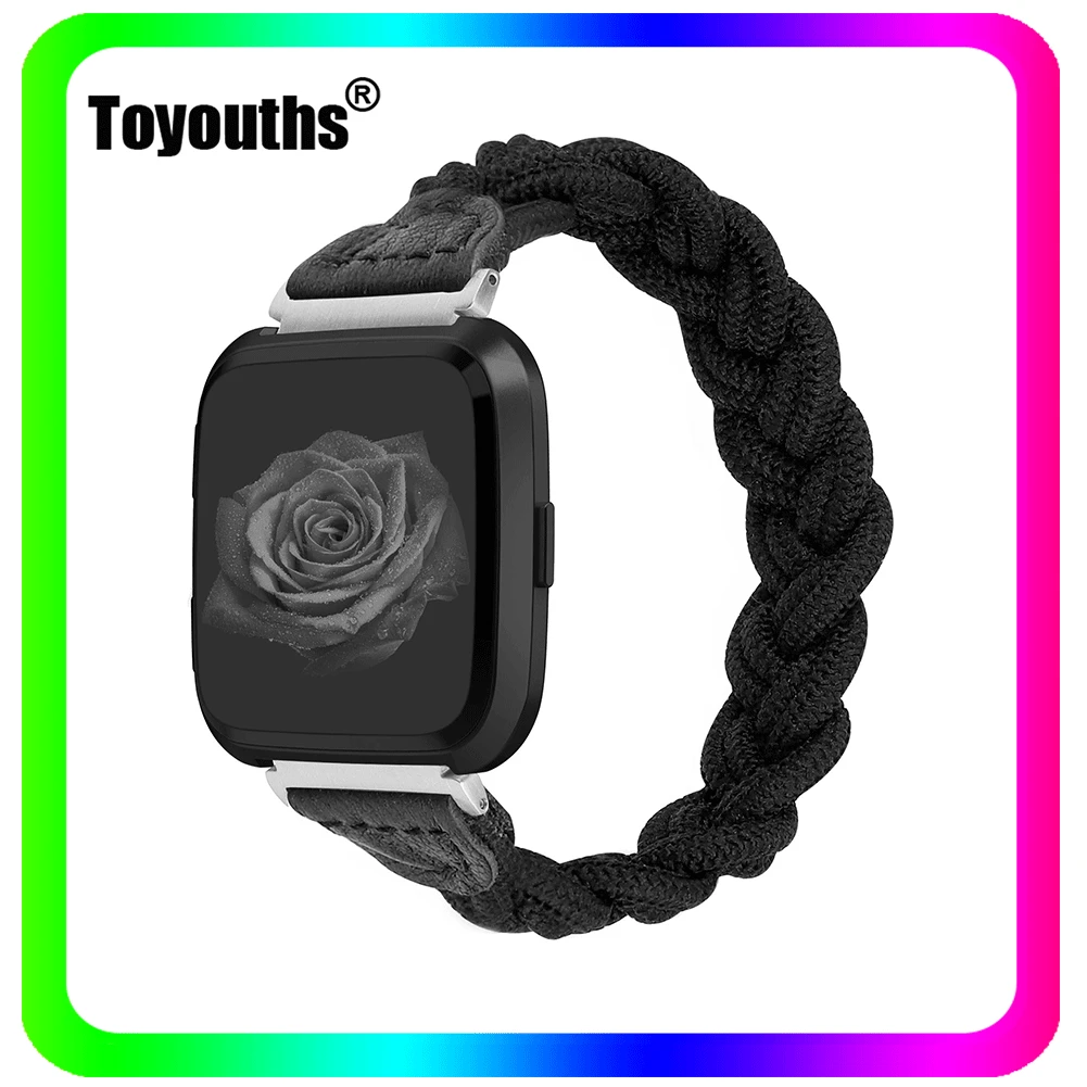 

Toyouths Elastic Woven Nylon Band for Fitbit Versa Braided Solo Loop Strap Wristband for Fitbit Versa 2 Women Stretchy Bracelet