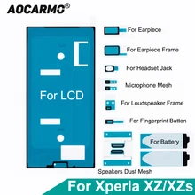 Aocarmo – cadre avant adhésif pour écran LCD, oreillettes, haut-parleur, maille anti-poussière, ensemble complet d'autocollants pour Sony Xperia XZ XZs F8332 F8232=