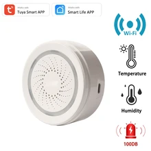 Tuya 3 In 1 WiFi Temperature Humidity Sensor Detector with 100DB Adjustable Siren Alarm Timer Tuya Smart Life APP Remote Control
Tuya 3 In 1 WiFi Temperature Humidity Sensor Detector with 100DB Adjustable Siren Alarm Timer Tuya Smart Life APP Remote Control