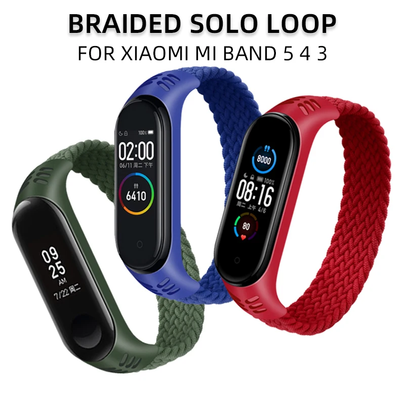 Geflochtenes Solo Loop Strap-Armband für Xiaomi Mi Band 6 5 4 3 Uhrenarmband 