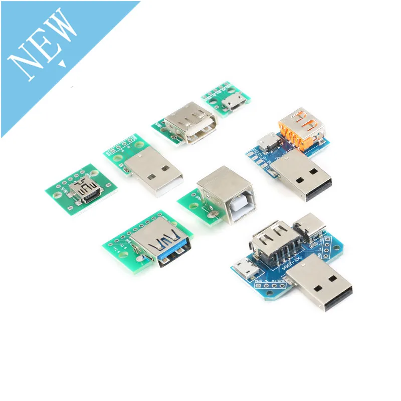 

5pcs Mini Micro Female Male USB to DIP Adapter Board Connector Converter 4P 5P 2.54mm 3 4USB Adapter Plate PCB Board For Arduino