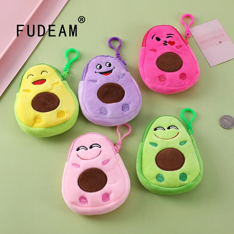 Женский кошелек для мелочи FUDEAM мягкий плюшевый мини-кошелек на молнии с авокадо и