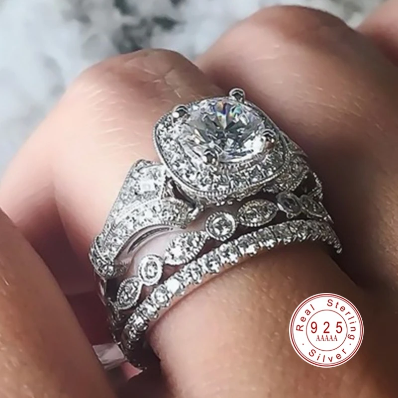 2019 Fashion 925 Sterling Silver Heart & Arrow Crystal Designer Ring for Women 3pc/set 3 In 1 AAA Zircon Wedding Rings Jewelry
2019 Fashion 925 Sterling Silver Heart & Arrow Crystal Designer Ring for Women 3pc/set 3 In 1 AAA Zircon Wedding Rings Jewelry