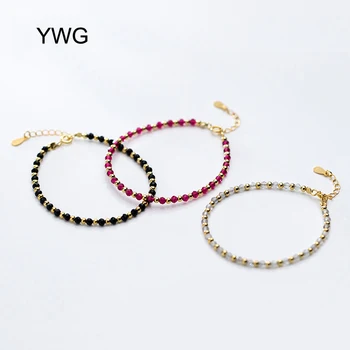 1pc s925 Sterling Silver Golden Bracelet Red Black 3MM Cut Crystal Extended Chain Bracelet Handmade DIY Couple Hand Jewelry Gift
1pc s925 Sterling Silver Golden Bracelet Red Black 3MM Cut Crystal Extended Chain Bracelet Handmade DIY Couple Hand Jewelry Gift
