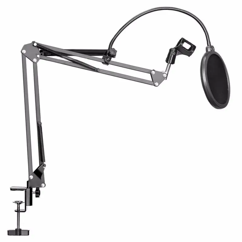 

NB-35 Microphone Suspension Arm Stand Clip Holder and Table Mounting Clamp Pop Filter Windscreen Mask Shield Clip Kit