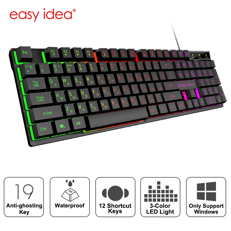 Игровая клавиатура Gamer Механическая имитация клавиатуры игровая RGB с подсветкой