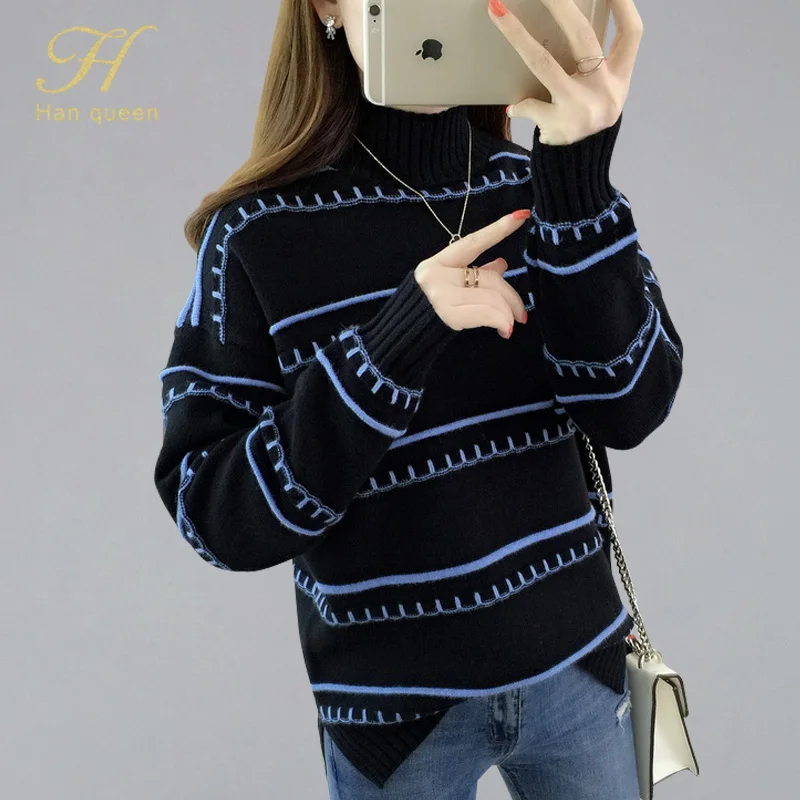 H han queen Loose Plus Velvet Pullover Autumn Women Sweaters Elastic Pullovers Female Tops Turtleneck Knitted Turtleneck Sweater
H han queen Loose Plus Velvet Pullover Autumn Women Sweaters Elastic Pullovers Female Tops Turtleneck Knitted Turtleneck Sweater