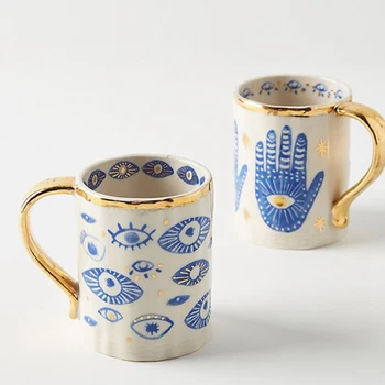 Ceramic Hand Eye Mugs and Plates Gold Rim Decorative Kitchen Home Tableware Personalized Coffee Tea Cups Handmade Creative Gifts
Ceramic Hand Eye Mugs and Plates Gold Rim Decorative Kitchen Home Tableware Personalized Coffee Tea Cups Handmade Creative Gifts