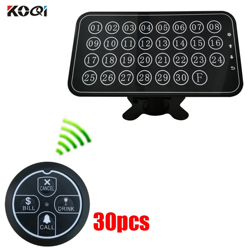433MHz wireless calling system with long distance 30 call bells+1 display pager receiver call pager system restaurant
433MHz wireless calling system with long distance 30 call bells+1 display pager receiver call pager system restaurant