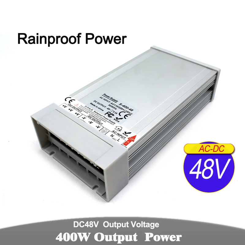 Rainproof 400W 48V 8.3A Switching power supply dc Transformer 220v 110v AC DC48V Outdoor SMPS for LED light Stepper CNC
Rainproof 400W 48V 8.3A Switching power supply dc Transformer 220v 110v AC DC48V Outdoor SMPS for LED light Stepper CNC