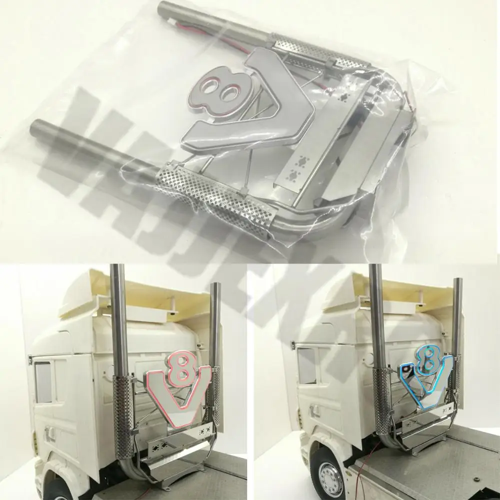 Stainless Steel V8 Pattern LED Chimney for Remote Control Tamiya 1/14 SCANIA R470 R620 R730 56323
Stainless Steel V8 Pattern LED Chimney for Remote Control Tamiya 1/14 SCANIA R470 R620 R730 56323