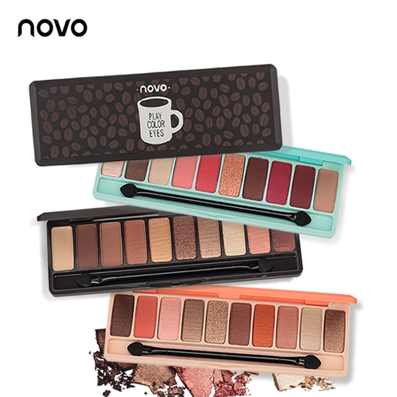 

NOVO Fashion Eyeshadow Palette 10 Colors тени для век Matte тени Glitter eyeshadow MakeUp Set Cosmetics