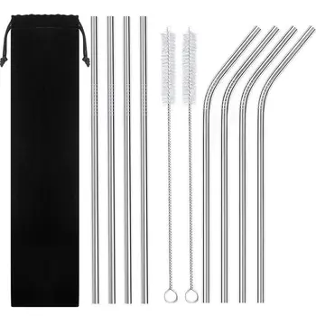 Set of 8 Stainless Steel Drinking Straws 6 mm Reusable Metal Drinking Straws Set of 8 with 2 Cleaning Brush
Set of 8 Stainless Steel Drinking Straws 6 mm Reusable Metal Drinking Straws Set of 8 with 2 Cleaning Brush