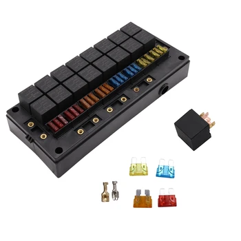 12V Auto Waterproof Fuse Relay Box Block 16Pcs Relay Holder 24Pcs ATC/ATO Fuse Holder Universal Relay Block Box for Vehicles Car
12V Auto Waterproof Fuse Relay Box Block 16Pcs Relay Holder 24Pcs ATC/ATO Fuse Holder Universal Relay Block Box for Vehicles Car