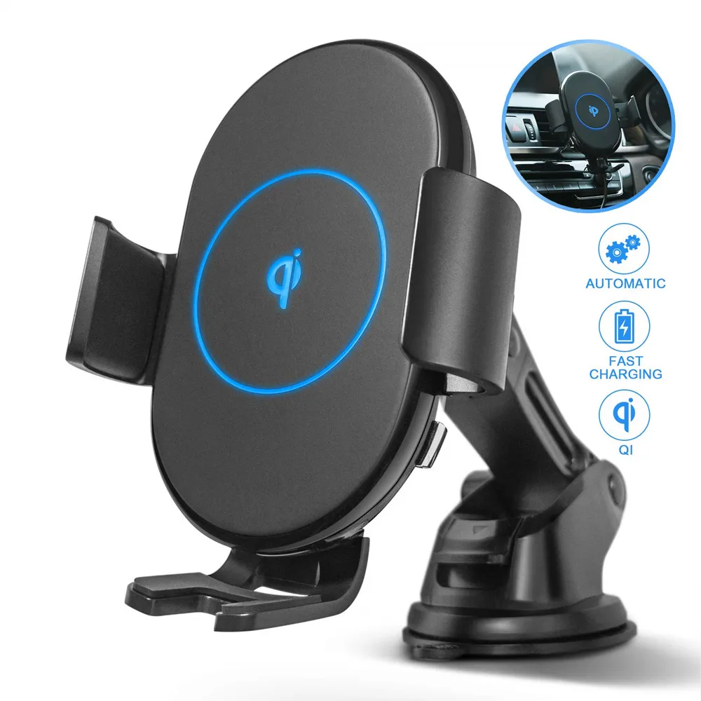 

10W Qi Car Wireless Charger 360 Rotation Auto Clamping Loose Fast Charging Phone Air Vent Mount Charger For iPhone X Xiaomi Mi 9