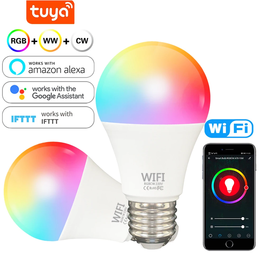 Smart Light Bulb 12w 15w Color Changing Wifi Hue Light E27 RGB LED Bulb Dimmable Alexa Compatible Tuya Smart Life APP Google
Smart Light Bulb 12w 15w Color Changing Wifi Hue Light E27 RGB LED Bulb Dimmable Alexa Compatible Tuya Smart Life APP Google