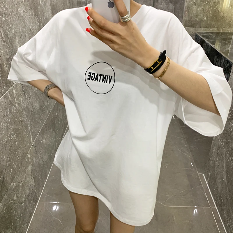 Solid Color Circle Letter Print Loose Base Short Sleeve T-Shirt
Solid Color Circle Letter Print Loose Base Short Sleeve T-Shirt
