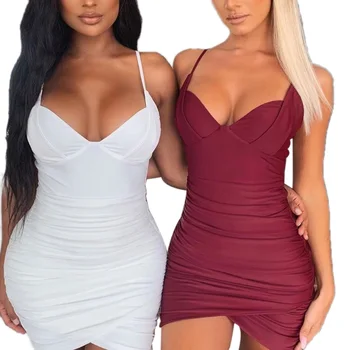 Women's Sexy Bodycon Dress, Low V Neck Spaghetti Strap Sleeveless Ruched Mini Dress
Women's Sexy Bodycon Dress, Low V Neck Spaghetti Strap Sleeveless Ruched Mini Dress