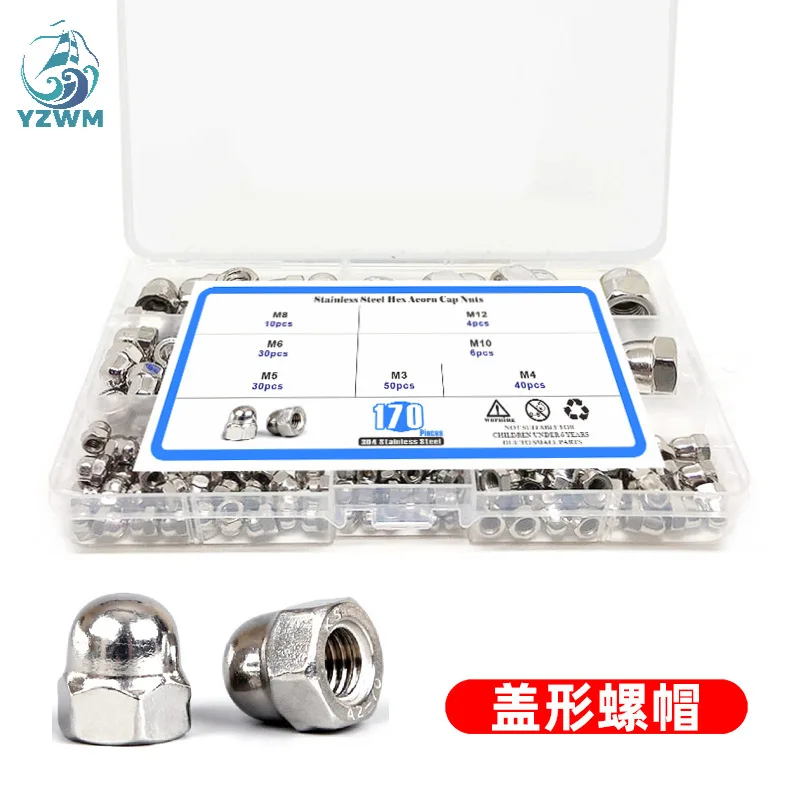 170pcs Din1587 Box 304 Stainless Steel Ball Head Integrated Cap Cap Nut Set M3-m12
170pcs Din1587 Box 304 Stainless Steel Ball Head Integrated Cap Cap Nut Set M3-m12