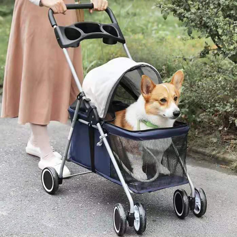 

Luxury Pet Cat Stroller Baby Stroller Newborn Foldable 4 Wheels Shock Absorption Stroller Dog Transporter Carrier&Raincover Gift