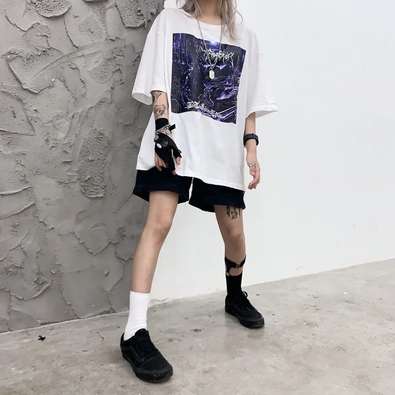 Streetwear Fashion Trend Street Half Sleeve O-Neck Hip Hop Style Top Loose Casual Personality Print Women's Tee 
Streetwear Fashion Trend Street Half Sleeve O-Neck Hip Hop Style Top Loose Casual Personality Print Women's Tee