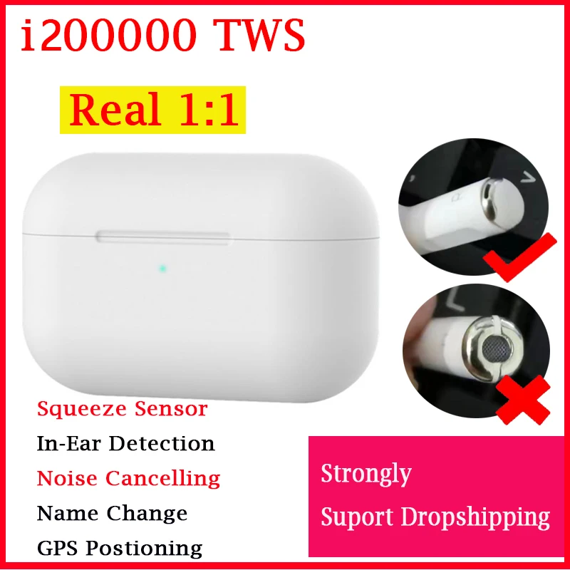 Оригинальный i200000 TWS Air pro3 1:1 копия Earbus беспроводные Bluetooth наушники pk w1 h1 1536u чип i500