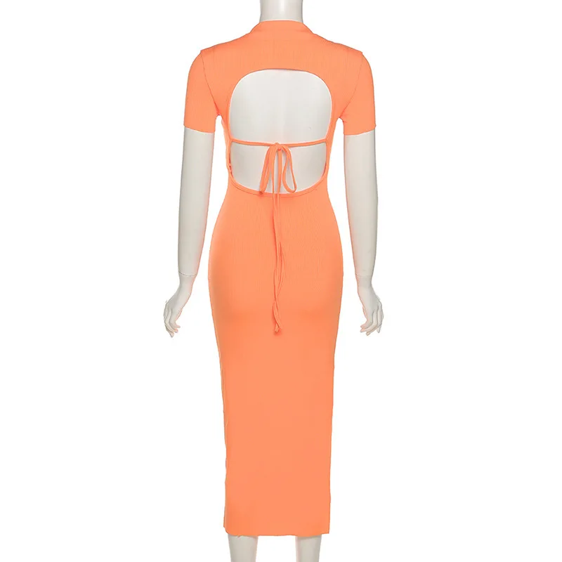 FREE SHIPPING Backless Cut Out Tie Up Women Midi Dress OUT0832 FREE SHIPPING Backless Cut Out Tie Up Women Midi Dress OUT0832
