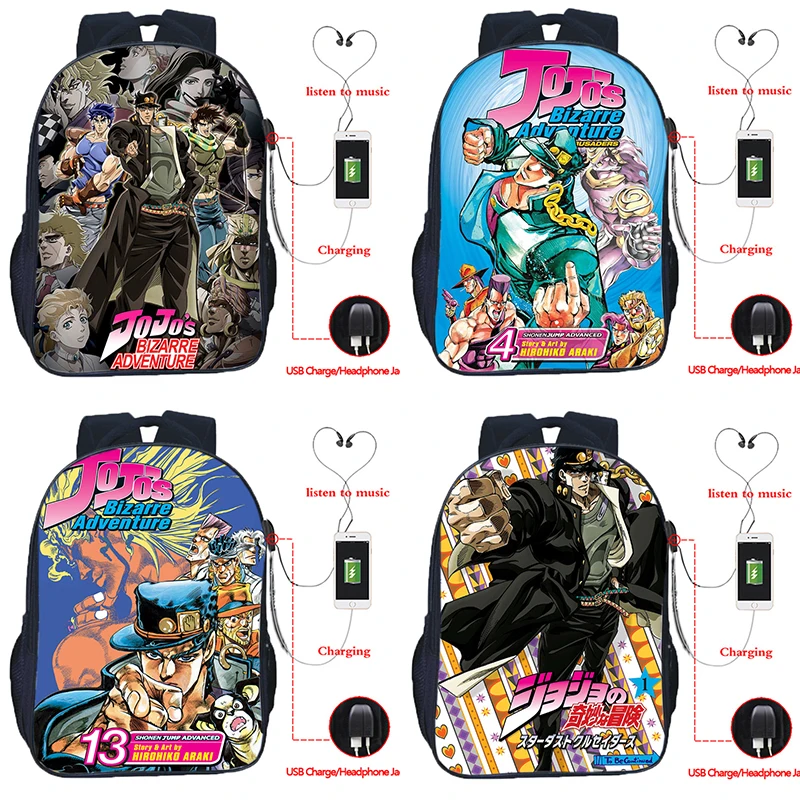 Unisex JoJo's Bizarre Adventure USB Backpacks Boys Girls Anime School Bags Kids Cartoon Rucksack Students Knapsacks Mochilas
Unisex JoJo's Bizarre Adventure USB Backpacks Boys Girls Anime School Bags Kids Cartoon Rucksack Students Knapsacks Mochilas