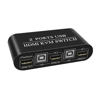 KVM Switcher 2 Port HDMI Switch Durable Multifunctional USB2.0 Manual Switcher Box Keyboard Mouse Splitter Max Support 4K for PC
KVM Switcher 2 Port HDMI Switch Durable Multifunctional USB2.0 Manual Switcher Box Keyboard Mouse Splitter Max Support 4K for PC