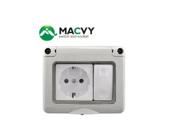 MACVY IP55 Waterproof Switch Socket Outdoor Wall Power Plug Windproof 1Gang Switch EU Standard Switch Socket 250V Class
MACVY IP55 Waterproof Switch Socket Outdoor Wall Power Plug Windproof 1Gang Switch EU Standard Switch Socket 250V Class