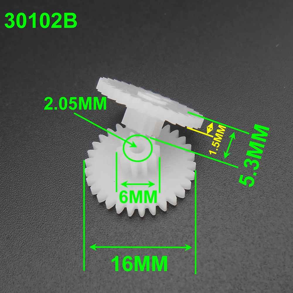 

500Pcs 0.5 Modulus 0.5M Double Gear Reduction Bilayer Gears 30 Teeth 10 Teeth Aperture 2MM 2.05mm 2B Loose Fitting 30T 10T 3010