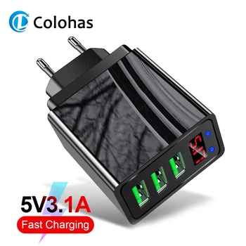 3 Port USB Phone Charger LED Display EU US UK Plug Total Max 3A Smart Fast Charger Mobile Wall Charger for iPhone 7 iPad Samsung
3 Port USB Phone Charger LED Display EU US UK Plug Total Max 3A Smart Fast Charger Mobile Wall Charger for iPhone 7 iPad Samsung