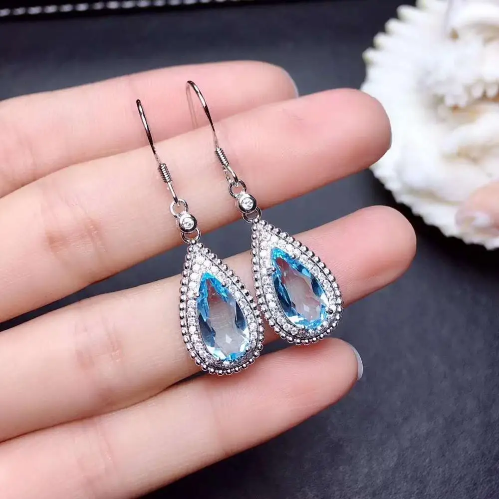 FS Fashion S925 Sterling Silver Inlay 6*12 Natural Topaz Earrings With Certificate Fine Charm Weddings Jewelry for Women MeiBaPJ
FS Fashion S925 Sterling Silver Inlay 6*12 Natural Topaz Earrings With Certificate Fine Charm Weddings Jewelry for Women MeiBaPJ