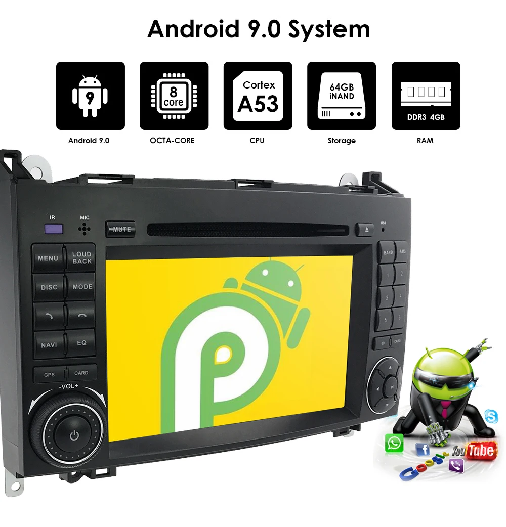 Clearance Android 9.0 2din Auto radio Car DVD multimedia for Mercedes Benz B200 A B Class W169 W245 Viano Vito W639 Sprinter W906 WIFI GPS 5