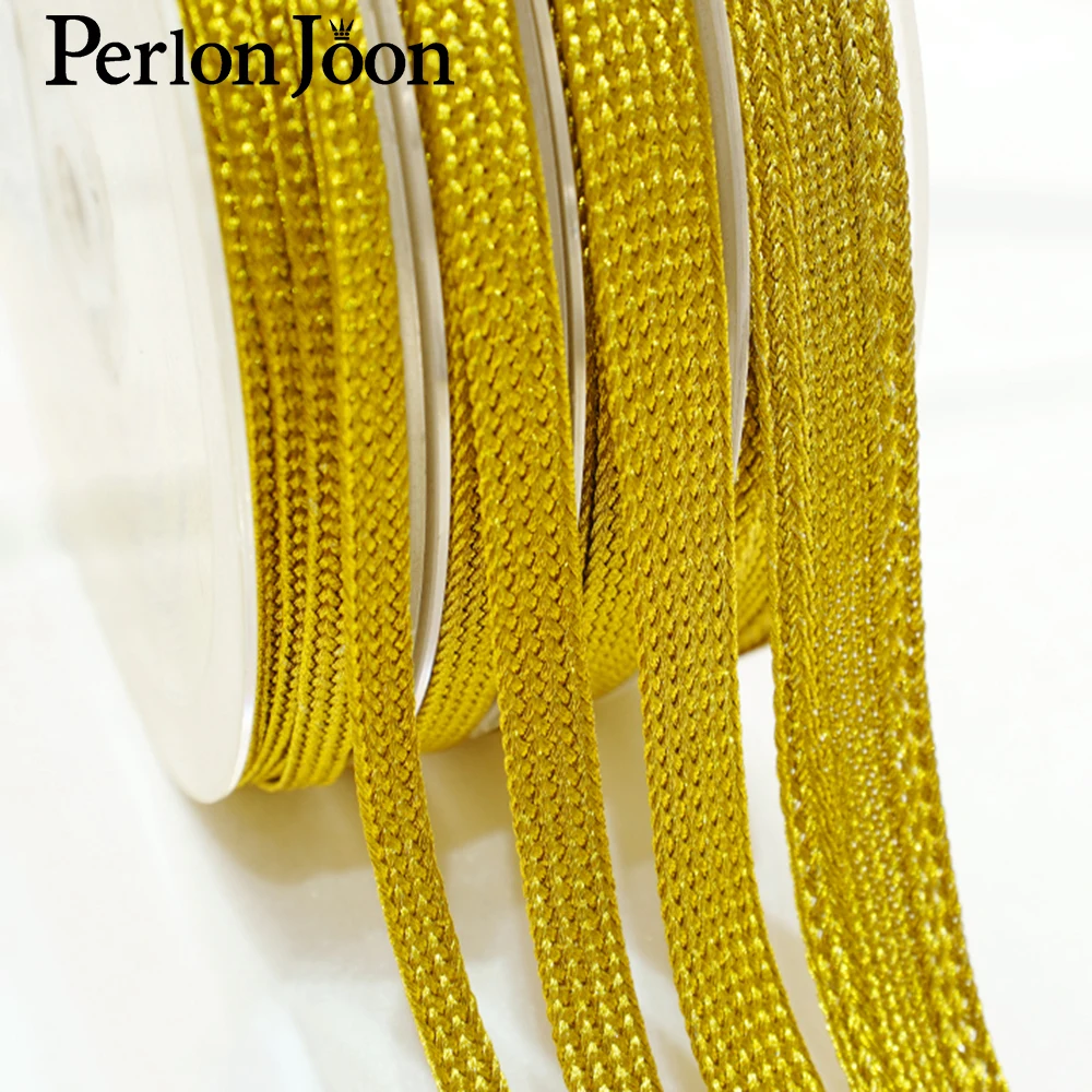 Фото 10 ярдов золотистые ленты Плетеный тканый для декоративной одежды сумки | Тесьма (4001090353993)