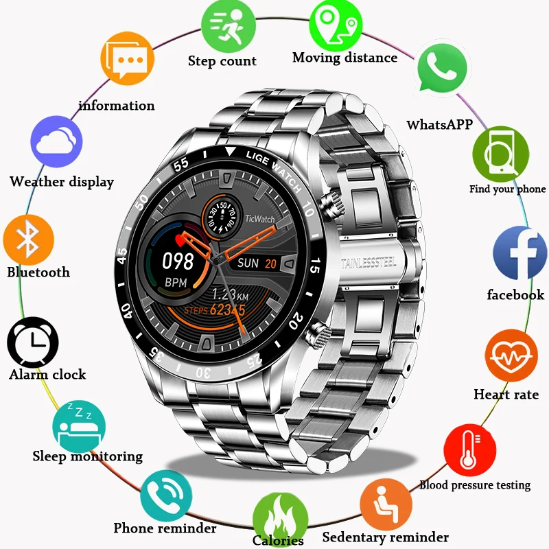 LIGE 2020 Full circle touch screen steel Band luxury Bluetooth call Men smart watch Waterproof Sport Activity fitness watch+box
LIGE 2020 Full circle touch screen steel Band luxury Bluetooth call Men smart watch Waterproof Sport Activity fitness watch+box