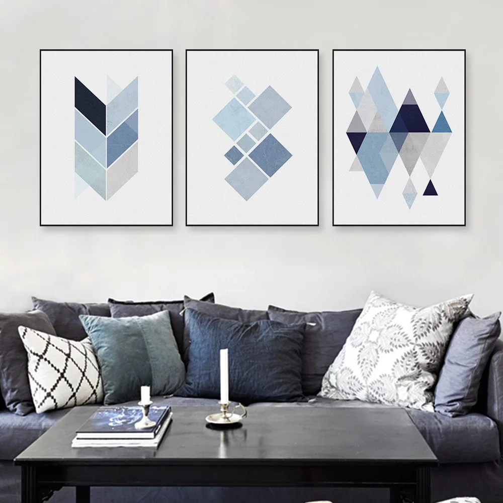 Фото Абстрактная синяя геометрическая форма винтажный печатный плакат