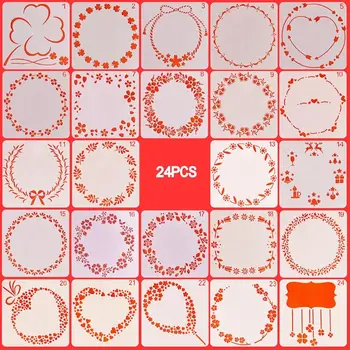 24pcs/set Flower Wreath Drawing Template Ruler Stencil Painting Board DIY Album Drawing Templates
24pcs/set Flower Wreath Drawing Template Ruler Stencil Painting Board DIY Album Drawing Templates