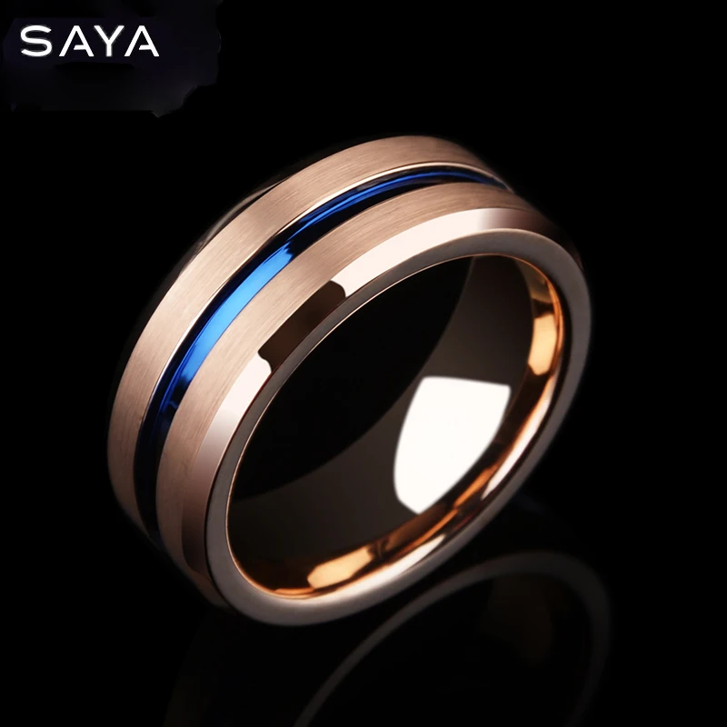 New Arrival 8MM Width Rose Gold Man's Jewelry Rings Tungsten Carbide Band with Thin Blue Groove and Brushed Finishing Size 7-11
New Arrival 8MM Width Rose Gold Man's Jewelry Rings Tungsten Carbide Band with Thin Blue Groove and Brushed Finishing Size 7-11