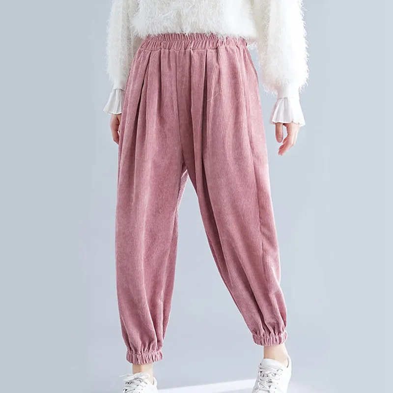 Mferlier Mori Girl Autumn Winter Harem Pants 3XL Elastic Pants Leg All Match Black Gray Pink Corduroy Women Plus Size Pants
Mferlier Mori Girl Autumn Winter Harem Pants 3XL Elastic Pants Leg All Match Black Gray Pink Corduroy Women Plus Size Pants