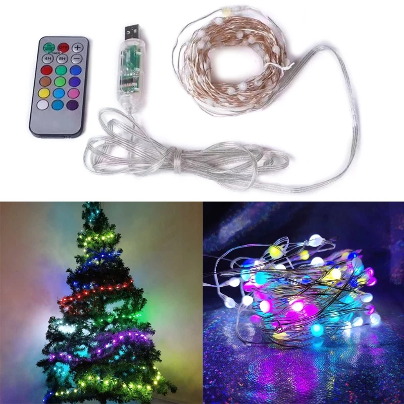 Copper Wire Lights Remote Control USB RGB Light String for Christmas Tree Decor High Quality
Copper Wire Lights Remote Control USB RGB Light String for Christmas Tree Decor High Quality