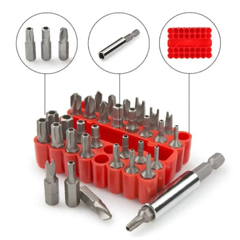33pcs Security Tamper Proof Bit Torx Hex Star Spanner Tri Wing Spanner Screwdrive Bit Holder Screw Driver Bits
33pcs Security Tamper Proof Bit Torx Hex Star Spanner Tri Wing Spanner Screwdrive Bit Holder Screw Driver Bits