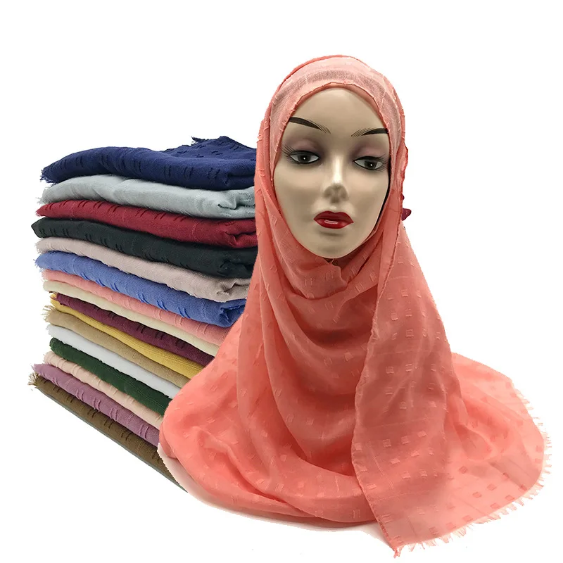 Fashion Plaid Jacquard Scarf Thin Muslim Hijab Headwrap Turban Solid Viscose Cotton Islam Female Modesty Long Shawl Headscarf
Fashion Plaid Jacquard Scarf Thin Muslim Hijab Headwrap Turban Solid Viscose Cotton Islam Female Modesty Long Shawl Headscarf
