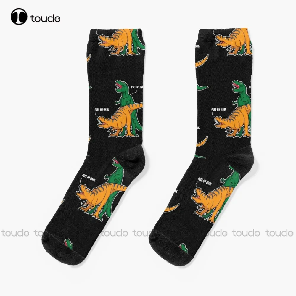 

T-Rex Funny Saying Dinosaur Gift Socks Brown Socks Christmas New Year Gift 360° Digital Print Personalized Custom Women Men