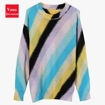 Fashion Striped Knitted Tops Women Sweater Loose Knitwear Pullover Autumn Streetwear Work Ladies Sweaters Ins Jumper New
Fashion Striped Knitted Tops Women Sweater Loose Knitwear Pullover Autumn Streetwear Work Ladies Sweaters Ins Jumper New
