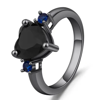 Fashion Heart Shaped Black Crystal Ring Personality Simple Ladies Romantic Gift 
Fashion Heart Shaped Black Crystal Ring Personality Simple Ladies Romantic Gift
