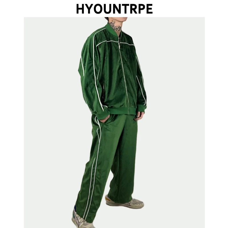 2 Pieces Sets Men Fashion Embroidery Velvet Full Zipper Jackets Elastic Waist Loose Straight Pants Hip Hop Streetwear Tracksuits
2 Pieces Sets Men Fashion Embroidery Velvet Full Zipper Jackets Elastic Waist Loose Straight Pants Hip Hop Streetwear Tracksuits